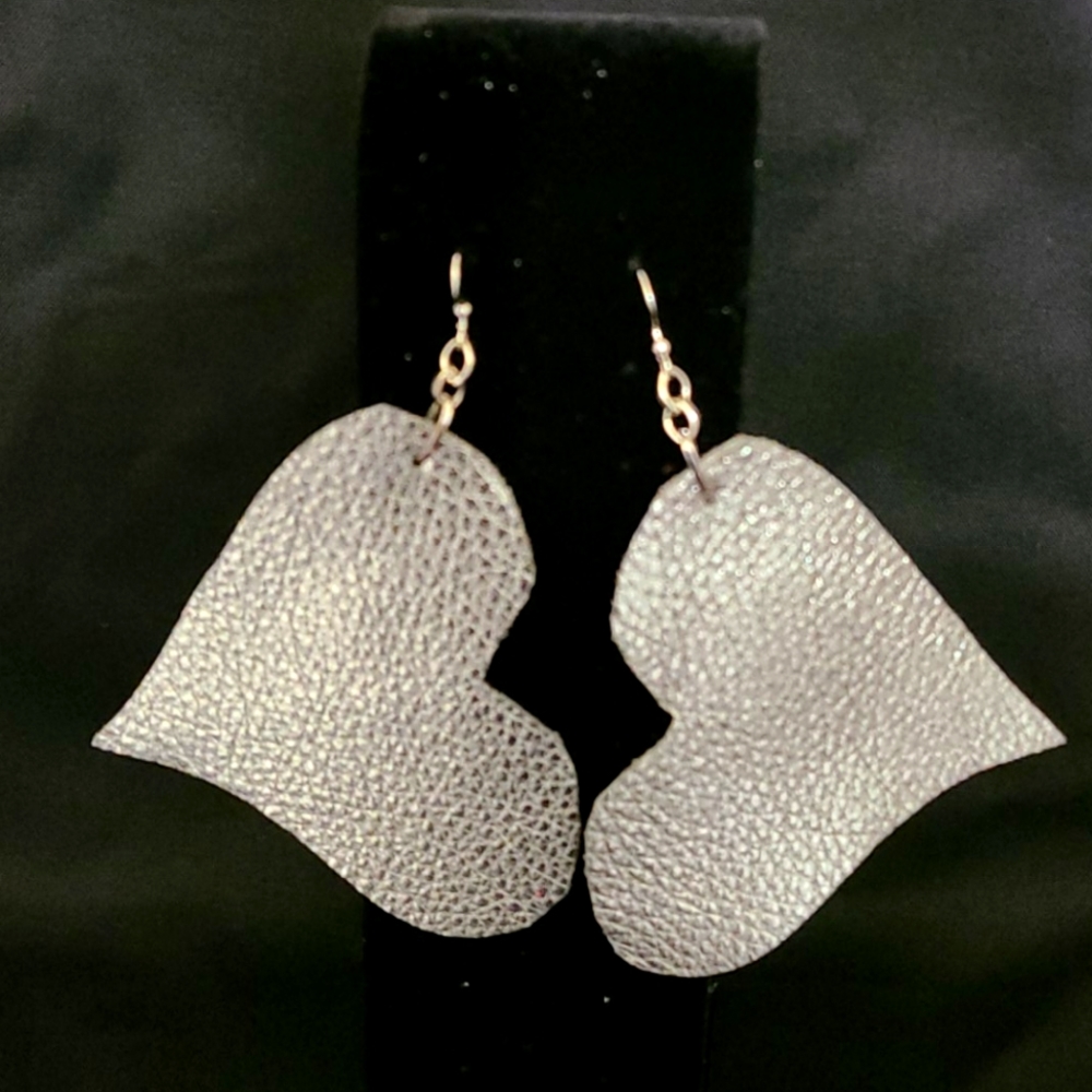 Leather heart earrings